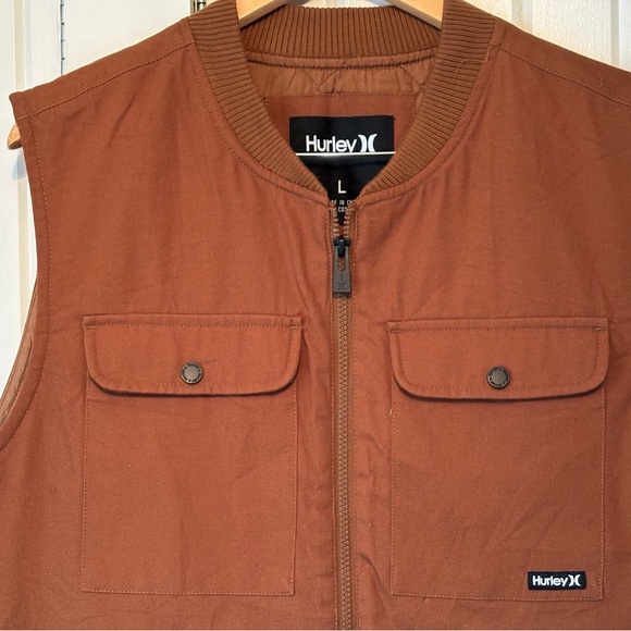 Mens Hurley Insulated Cotton Canvas Vest - Utility Vest - Picture 8 of 8